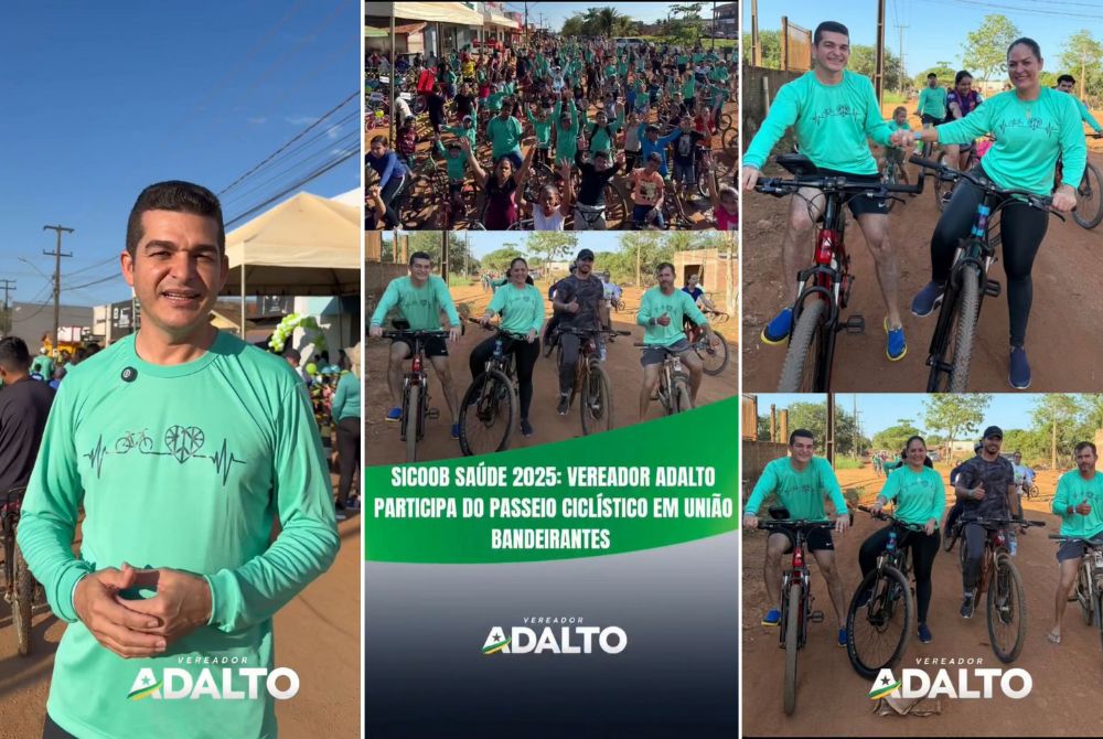 VEJA O VIDEO: Vereador Adalto participa de passeio ciclístico em União Bandeirantes pelo Dia Mundial do Coração