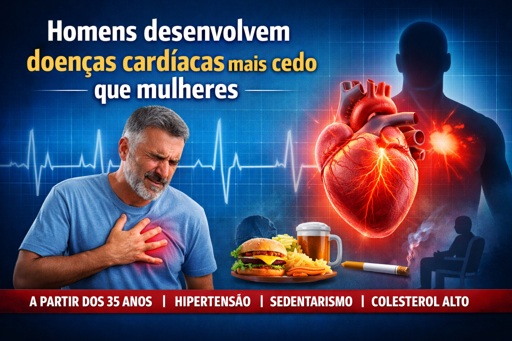 Homens desenvolvem doenças cardíacas mais cedo do que mulheres, aponta alerta médico