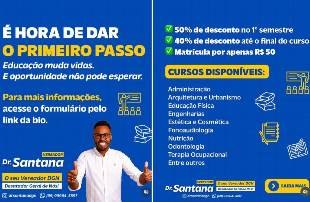 DR. SANTANA GARANTE PARCERIA COM DESCONTOS HISTÓRICOS PARA O ENSINO SUPERIOR