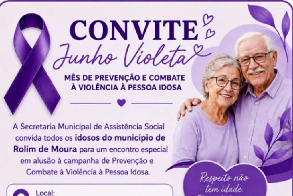 Junho Violeta: Programação de conscientização, prevenção e combate à violência contra a pessoa idosa, ocorre essa semana