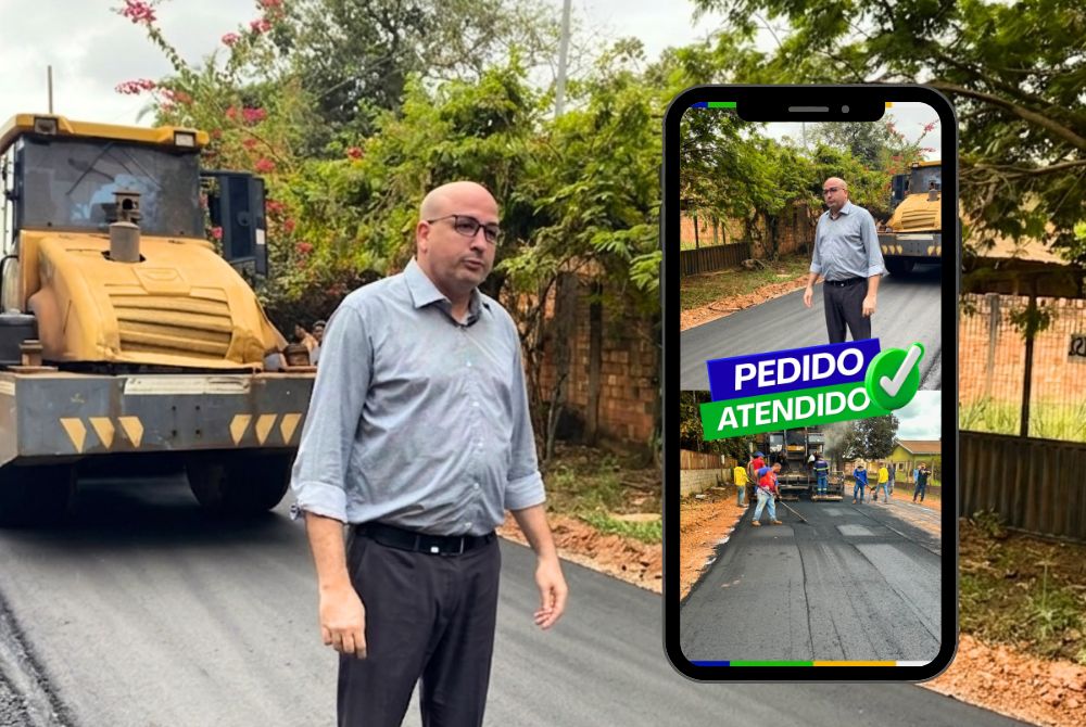 Trabalho Concluído: Gedeão Negreiros fiscaliza aplicação de asfalto após pedido atendido